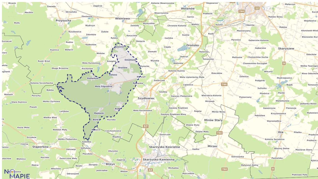 Mapa obszarów ochrony przyrody Chlewisk