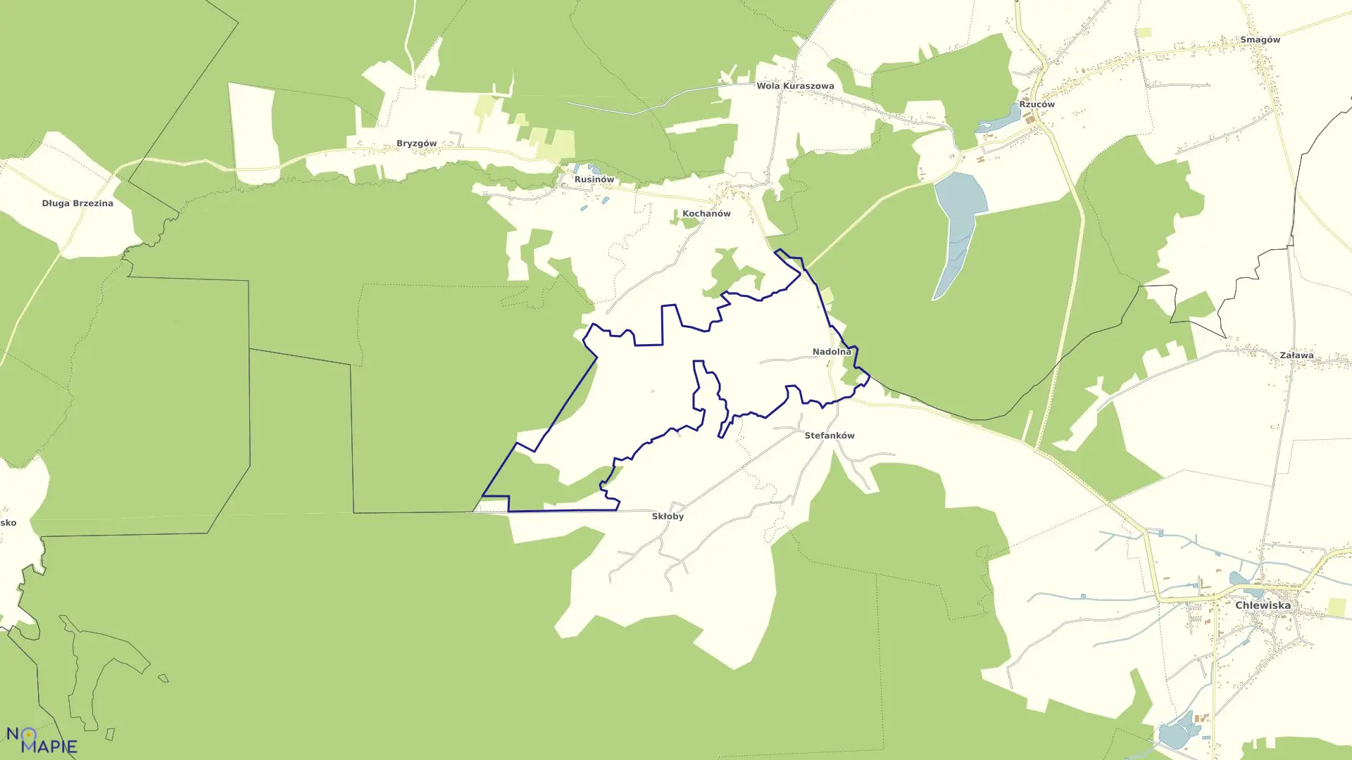 Mapa obrębu NADOLNA w gminie Chlewiska